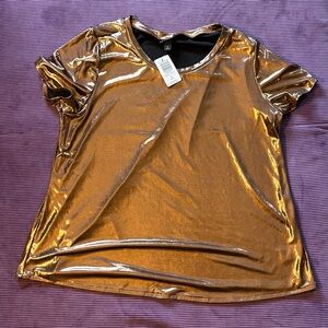Torrid Gold Metallic Liquid Shine Short Sleeve Tee torrid size 1